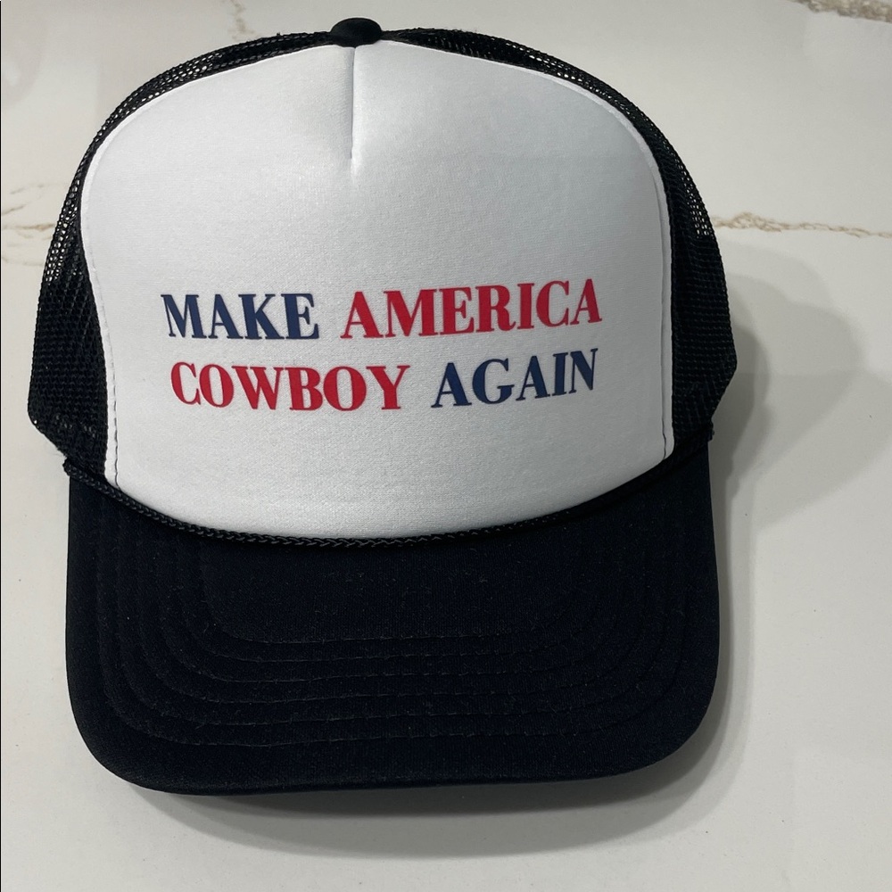 MAKE AMERICA COWBOY AGAIN Black, Red and White Trucker Hat